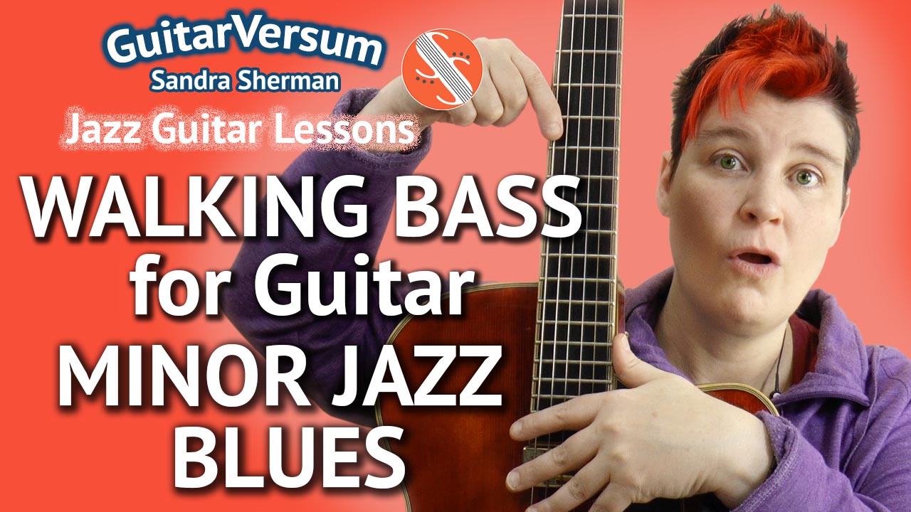 Walking Bass Over a Minor Jazz Blues - Guitar Lesson