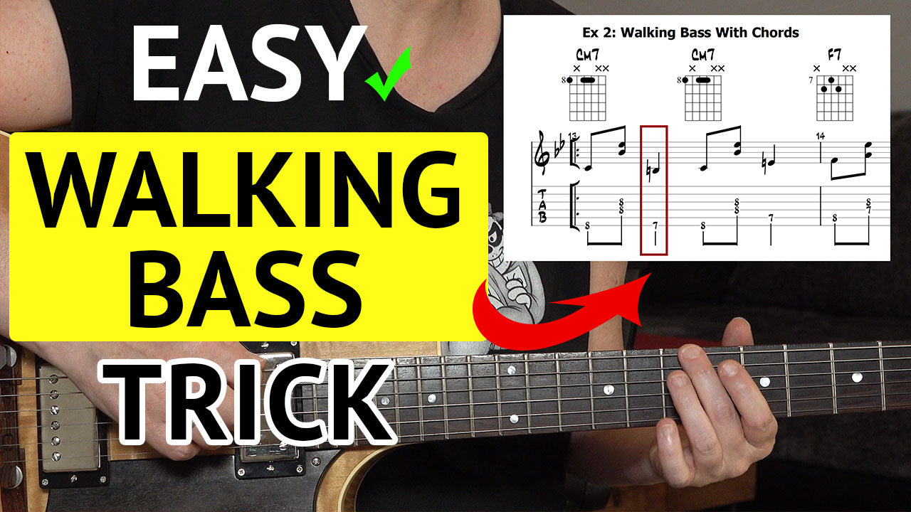 Easy Walking Bass Trick - Walking Bass With Chords for guitar - Lesson