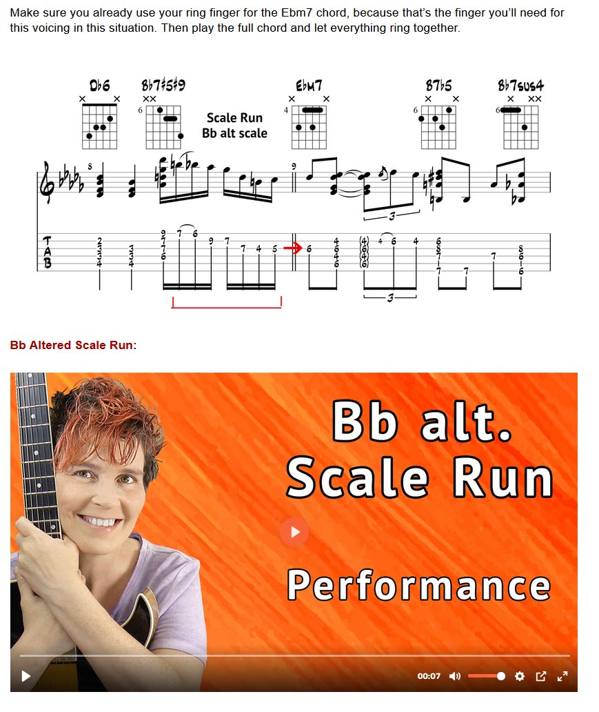 Scale Runs Example - written sheet music, explanatory text and video tutorial